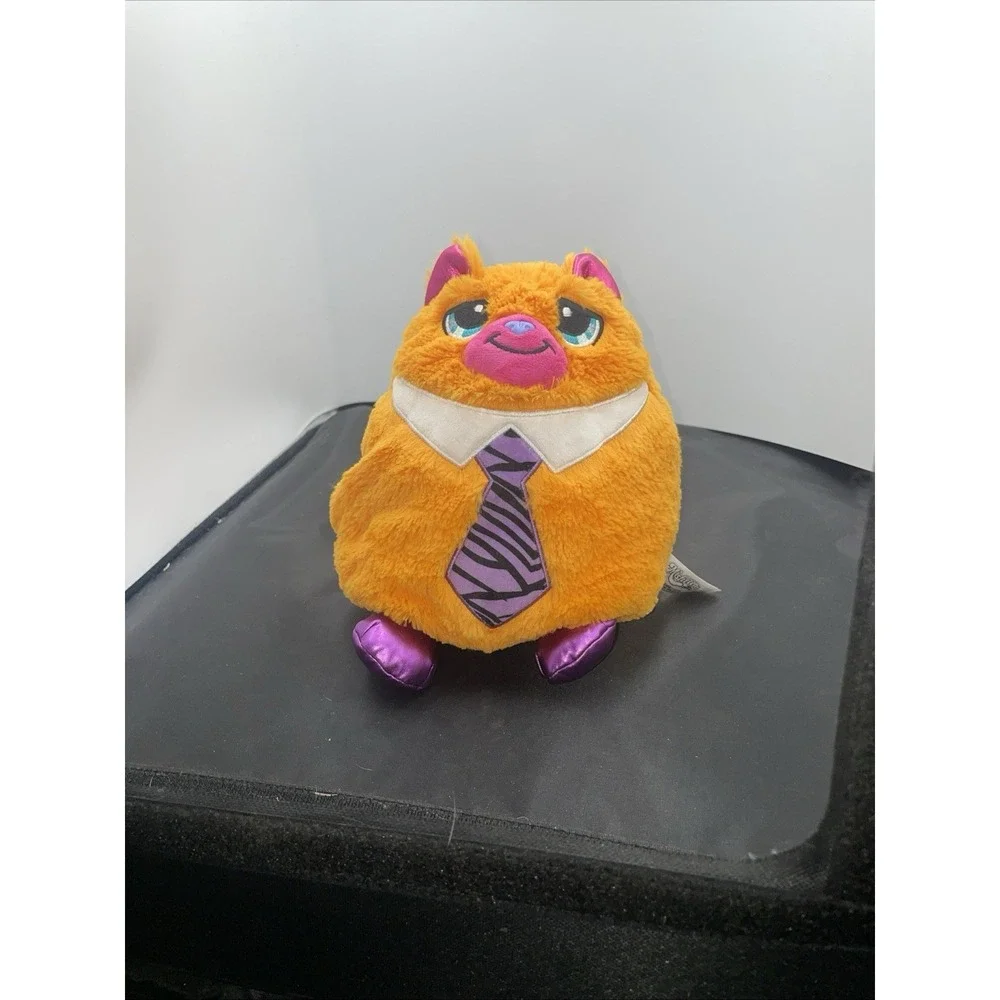 Misfittens Plush Tabby Cat w/ Tie Orange & Pink Soft Fluffy 9